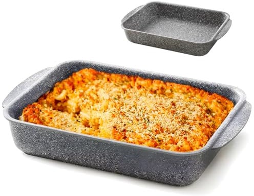 Teglia Rettangolare Antiaderente in Alluminio Resistente ai Graffi 35x30x7cm - Ideale per Dolci o Sformati, Lasagne, Pasta al Forno e Verdure Gratinate - Adatto alle Famiglie e Facile da Pulire