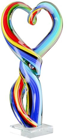 Glas Art Skulptur Twist - Mehrfarbig - Höhe 34cm - Glas - Herzform - Dekofigur - Wohnaccessoire