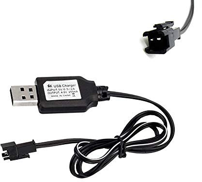 USB-Ladekabel SM-2P Stecker 4.8V für NI-MH und Lithium-Ionen Akku, Battery Charger, Ladegerät für RC Flugzeug, Drohne, Bagger, Fahrzeug, Stunt-Auto, Boot, KFZ und Spielzeug mit LED und Überladeschutz