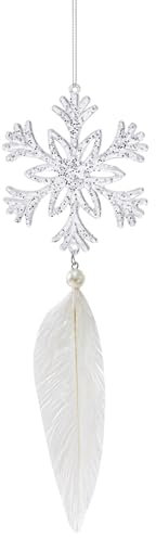 Teksome Weihnachtsschmuck,Weihnachtsschmuck für Kinder | Winterglockenanhänger - Schneeflocken-Feder-Ornamente für den Winter, drinnen und draußen, Weihnachtsbaum, Fenster, Raumdekoration
