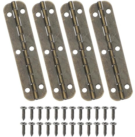 sourcing map 180-Degree Small Piano Hinge Mini Jewelry Box Hinges with Screw for Jewellery Wooden Boxes (Bronze Tone, Pack of 4)