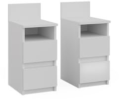 Vicco Nachttisch Monty, Nachtkommode, Weiß, 25 x 59.1 cm 2er Set