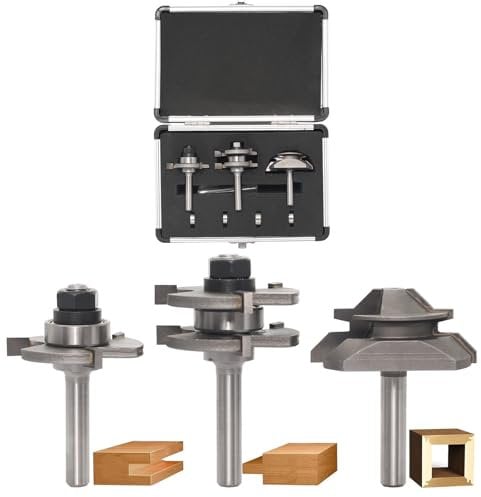 AKYLIN Set de 3, Fraises à 45 Degrés pour Rainures et Lames de Ressort avec Tige de 8 mm, 4 Roulements à Billes Inclus, Fraises en Carbure de Tungstène pour le Traitement du Bois