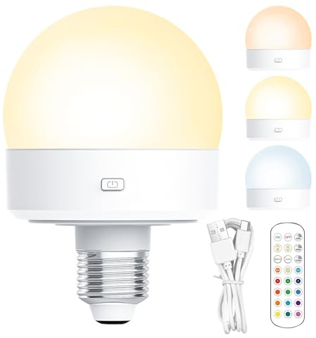Battery Powered Bulb - Charging LED Bulb, Rechargeable Battery Bulb | Led Bulb Powered by Lamp Holder, Dimmable Battery Powered Bulbs, Hanging Lamp Portable to