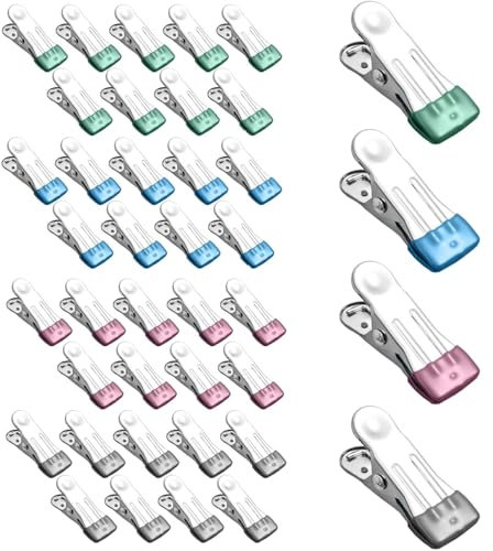 40 Pcs Pegs for Washing Line, Stainless Steel Clothes Pegs, Heavy Duty Clothes Pegs, Durable Colorful Clips for Laundry, Photo Display, DIY Craft, Outdoor Indoor Use