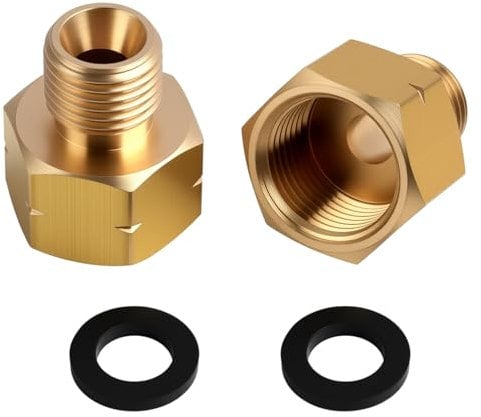 2 Pezzi Adattatori Gas GPL 3/8 IG a 1/4 AG LKS in Ottone Kit Connettore 1/4 x 3/8 con Anello di Tenuta per Stufa a Gas Adattatore per Stufa a Gas Raccordo