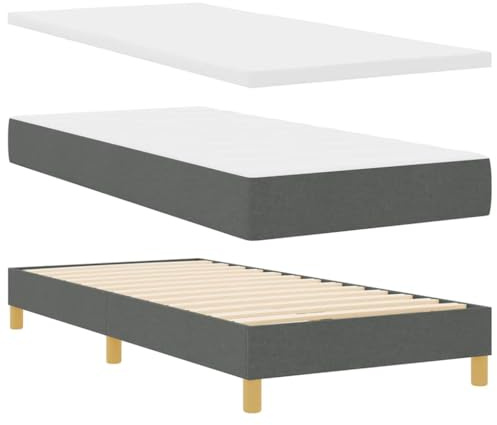 vidaXL Boxspringbett mit Matratze Dunkelgrau 80 x 200 cm Stoff, Schlafzimmer-Einrichtung, modernes Bett, höhenverstellbarer Boxspring, Bequeme Matratze, ergonomische Kopfstütze