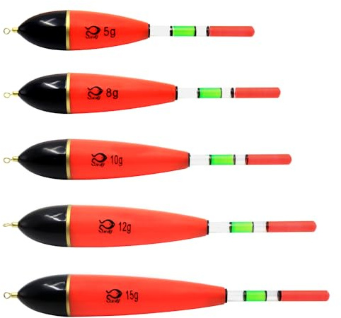 Aoyswuz 5 Stück Angeln Schwimmt Posen Set 5g 8g 10g 12g 15g Schwimmer Angeln Auffällige Helle Farbe für Hecht, Barsch, Karpfen, Barsch