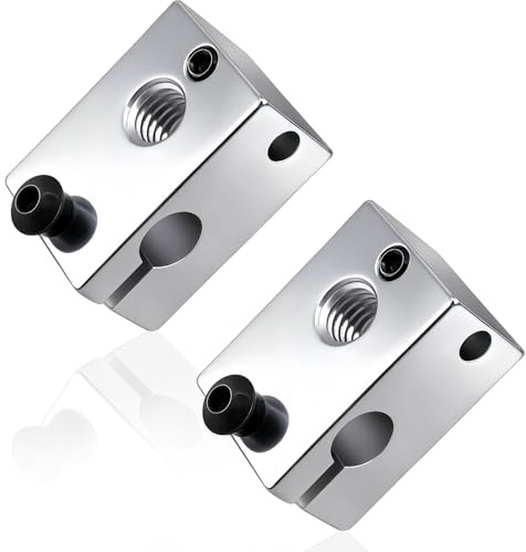 Jecdfs Mini-Heizblock aus Aluminium für Prusa Mini 3D-Drucker – Kompatibel mit V6 PT100 Sensorpatrone und Hotend – 2 Stück – Präzise und Hochwertige Konstruktion