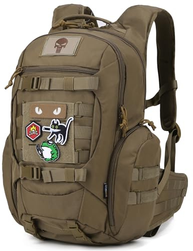 Mardingtop 28L Rucksack Taktischer Wanderrucksäcke mit Klettfeld Patch | Militärrucksack mit Belüftungsrücken Tagesrucksäcke für Trekking Camping Wandern Reisen Arbeit