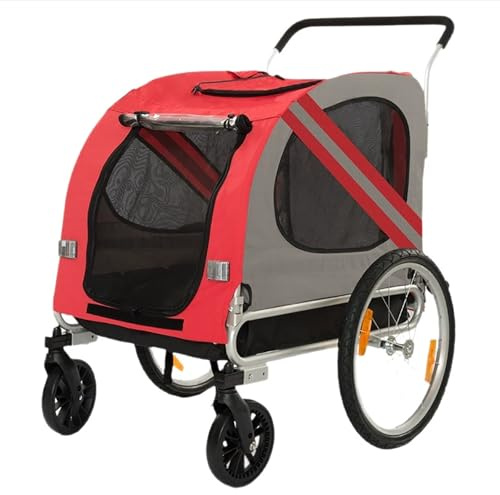 Faltbarer 2-in-1 Fahrradanhänger und Kinderwagen für Hunde und Katzen, Hundewagen Anhängerkupplung, für Camping, Reisen und Outdoor