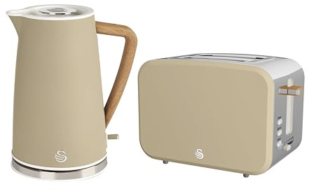 Swan Nordic Kitchen Set 1.7L Rapid Boil Kettle, 900W 2 Slice Toaster Oatmeal SK14610OAT / ST14610OAT