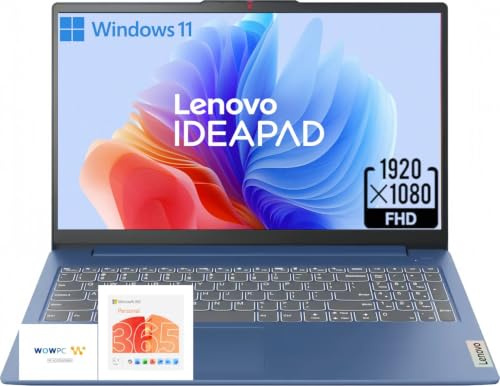 Lenovo 15.6 FHD Business Laptop with Microsoft 365, Intel 4-Core CPU, 8GB DDR5 RAM, 128GB SSD, Rapid Charge, Win 11, for College & Daily Use
