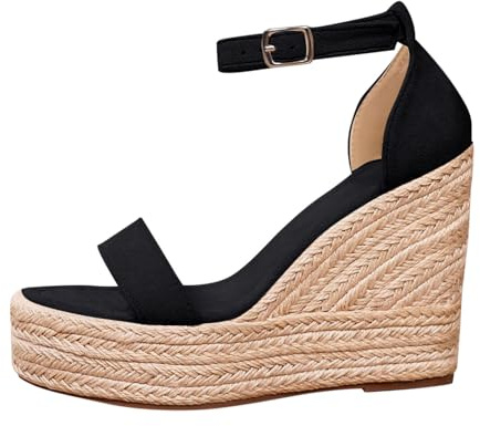WWricotta Sandali Donna Estive Comodi Zeppa Eleganti Sandalo Camminata Antiscivolo Pianta Larga Scarpe Estivo Morbida Punta Aperta Scarpa Ortopedici Leggero Sportivi 36-42