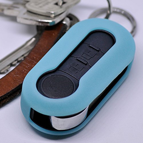 Soft Case Schutz Hülle Auto Schlüssel Klappschlüssel für Citroen Jumper Peugeot Boxer FIAT Ducato 500 Punto Doblo Panda ab ´06 / Farbe: Fluoreszierend Blau (leuchtet im Dunkeln!)
