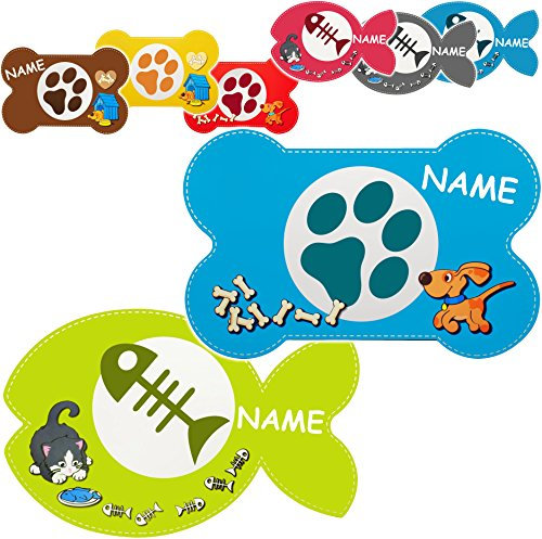 alles-meine.de GmbH Haustier Unterlage/Platzdeckchen - Katzen & Hunde - bunter Farbmix - inkl. Name - 44 cm * 29 cm - wasserfest - abwischbar & abwaschbar/biegbar - Napfu..