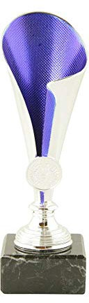 Mini Pokal Award Alabama inkl. hochwertigen Alu-Gravurschild mit Wunschtext (Silber-blau, 20 cm)
