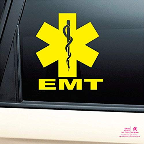 Artstickers Vinyl-Aufkleber für Auto, Fenster, Wand oder Computer, Motiv EMT Arzt Emblem Farbe Gelb Geschenk Spilart Registrierte Marke