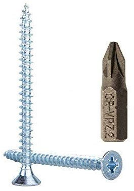 Lot de 100 vis à bois en acier zingué 5 x 60 mm