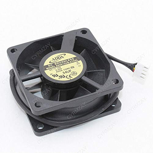 CYRMZAY Compatible para ADDA AD0612UB-A76GL 60 * 60 * 25MM 12V 0.35A 6CM 3-Wire 4Pin Ventilador