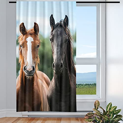 Violetpos Vorhänge Gardinen für Wohnzimmer Schlafzimmer 1 Stück 3 Pferde 117x138cm W/H