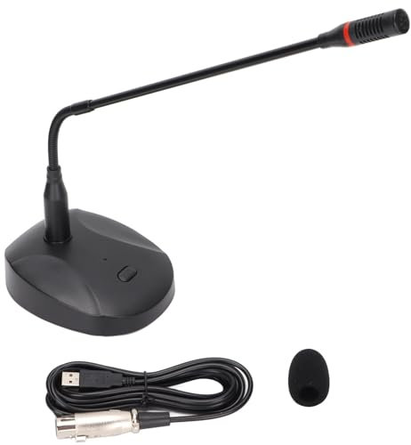 Onewer Wired Desktop Microphone,Omnidirectional Condenser Microphone,Gooseneck Wired Microphone Black USB Powered Microphone for Conference Broadcast Recording Computer Game