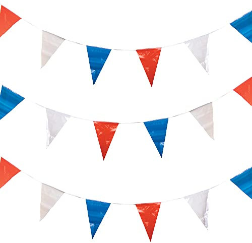 Baker Ross PJ151 Guirlandes rouges, blanches et bleues - lot de 2, fournitures de fête suspendues pour la Fête Nationale