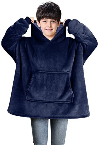 Uplayteck Übergroße Hoodie Decke zum Anziehen Kinder, Super Weiche und Warme Oversize Flanell Pullover mit Ärmeln Kapuze, Sweatshirt Kuscheldecke Pulli für Jungen, Mädchen, Jugendliche