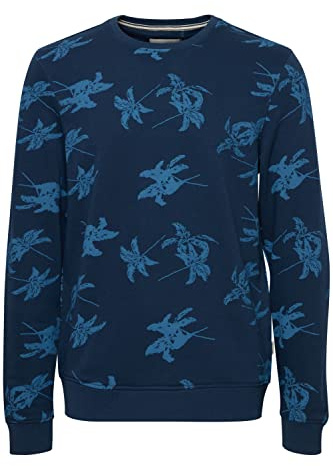 Blend 20715358 Herren Sweatshirt Pullover Pulli mit Rundhalsausschnitt O-Neck AOP Print Sommer Blumen, Größe:M, Farbe:Dress Blues (194024)