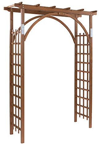 Outvita 7 Ft Wooden Garden Arbor Arch, Fir Wood Arbour Trellis, Pergola Archway for Wedding Ceremony Decoration Pergola Plant Climbing Rose Vines Lawn Courtyard Patio Dark Brown