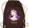 Turnbeutel Rucksack - Einhorn Unicorn - Unisize - Braun - personalisierte geschenke mädchen einhornrucksack einhörner with beutel wechselbeutel kita kinderturnbeutel unicorns turnsackerl