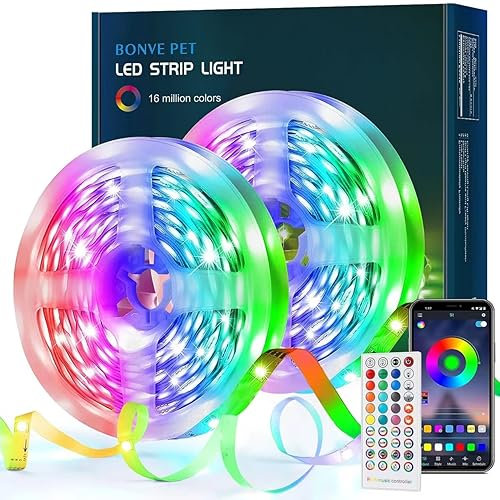 LED Strip 30m,Bluetooth LED Streifen,RGB Farbwechsel LED Lichterkette mit Steuerbar via App, 16 Mio. Farben, Fernbedienung, Sync mit Musik, LED Band für Schlafzimmer TV Zuhause Schrankdek
