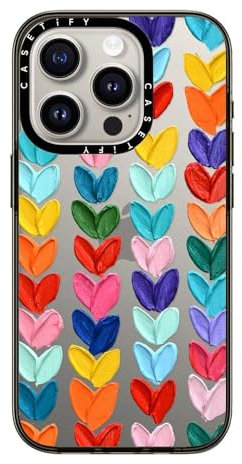 CASETiFY Compact Case for iPhone 15 Pro [2X Military Grade Drop Tested / 4ft Drop Protection] - Clear Polka Daub Hearts - Clear Black