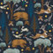 VEELIKE Tropische Tapete Fschungel Bär Hirsch Baum Blumentapete Blau Fototapete Blumen Tapeten Wald Möbelfolie Selbstklebend Wandtapete Flur Schrankpapier Vintage Klebefolie Möbel Tür 44.5cm×300cm