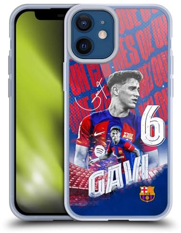 Head Case Designs Licenciado Oficialmente FC Barcelona GAVI 2023/24 Primer Equipo Caso Funda de Gel Suave Compatible con Apple iPhone 12 Mini