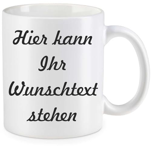 Kiwistar Taza blanca de cerámica, 330 ml, personalizable, personalizable con texto personalizado, personalizable, taza de texto personalizable, taza promocional con texto en alemán
