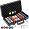 GOPLUS Pokerset mit 300 Laser Pokerchips, Pokerkoffer mit 14g Chips & 2 Kartendecks & 3 Dealer Button & 5 Würfel, abschließbares Poker Komplett Set mit Aluminiumkoffer & Schlüssel, Schwarz (300 Chips)