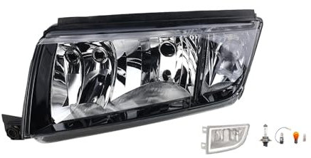Johns, Scheinwerfer Halogen Front kompatibel zu Skoda Fabia 6Y 09/99-03/08 H7 H3 Links + Nebelscheinwerfer + Leuchtmittel