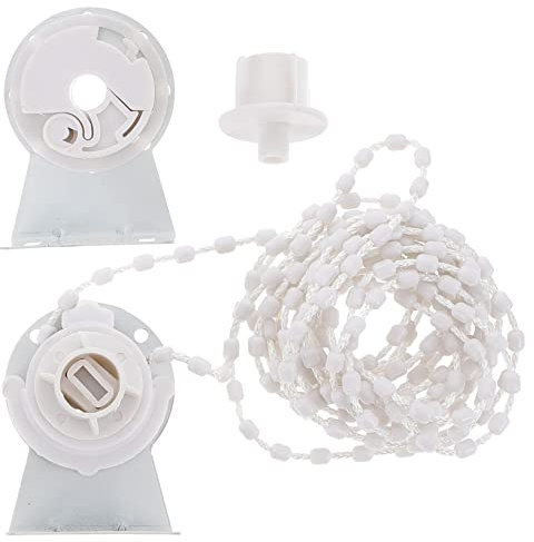 Amosfun Roller Blind Chain and Clutch Set White Metal Core Curtain Roller Chain Vertical Blinds Parts Replacement Kit Accessories