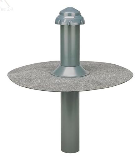 Fleck Flachdachsanitärlüfter DN 70 rund Bitumen mit Wetterkappe und Flansch Bitumen