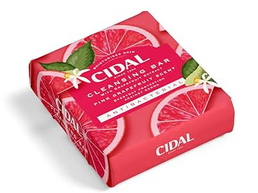 CIDAL Pink Grapefruit Cleansing Bar Soap, Antibacterial, With Grapefruit Extract, Twinpack (2 x 100g bars)