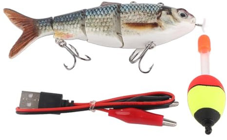 Keenso Roboter-Angelköder, Wiederaufladbarer USB-LED-Licht-Schwimmköder für Barschforellen- und Hecht-Angelgeräte