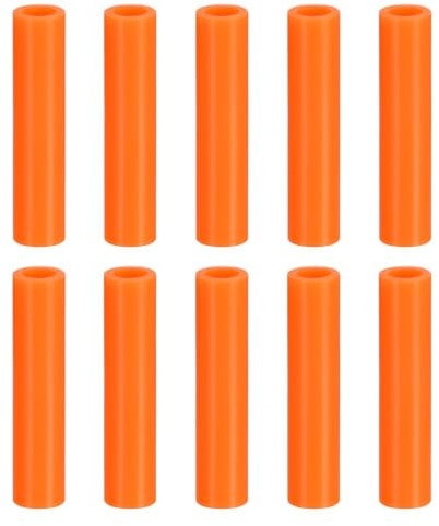 sourcing map Lot de 10 embouts de paille en silicone – Embouts de paille en métal – Embouts doux et réutilisables pour pailles en acier inoxydable de 8 mm de diamètre extérieur (orange, 42 mm de long