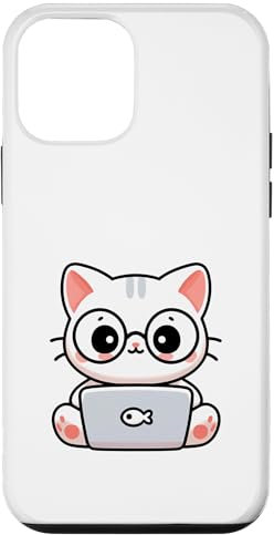 Hülle für iPhone 12 mini Niedliche Laptop-Katze, Kawaii-Katzenliebhaber