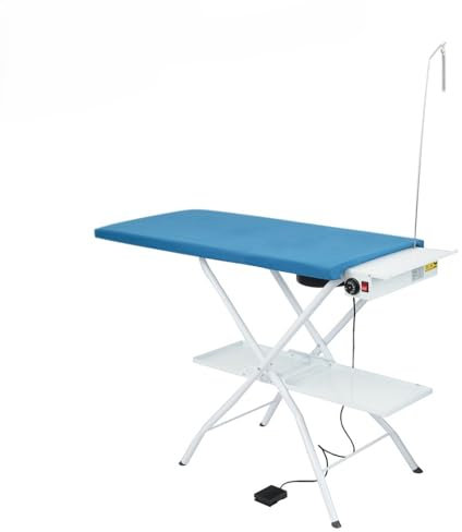 EOLO Table à Repasser AS02 V4 Professionnelle Rectangulaire Moteur Aspirant Planche Chauffée Régulation Température Etagère Linge Support Repose-Fer Centrale Vapeur Garantie 5 Ans A++