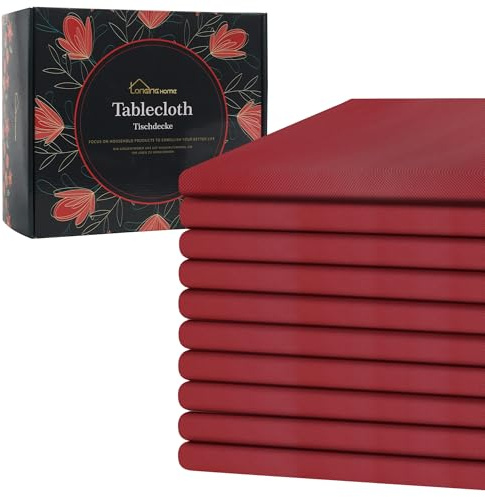 Einweg Vlies Stoffähnlich Tischdecke, 1.18m x 2,5m, Rotwein, Hochzeit, Geburtstag, Party, Dekoration, Bierzeltgarnitur