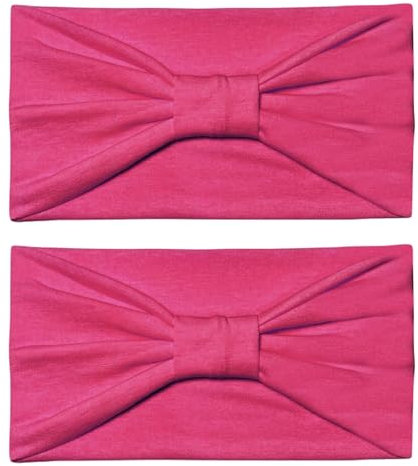WESTEND CHOICE 2 Pack Wide Headbands Stretchy Headband for Women & Girls Soft Hairbands Yoga Ladies Extra Wide Knotted Head Bands (Fuchsia)