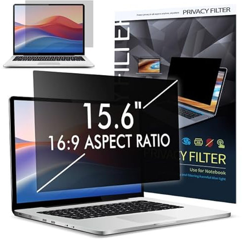 LAMA Blickschutzfolie für 15,6 Zoll Laptop, Blickschutzfilter Sichtschutzfolie Abnehmbarer Sichtschutz Displayschutz, Sichtschutzfilter Privacy Filter, Anti-UV/Anti Blaulicht/Blendschutz (16:9)
