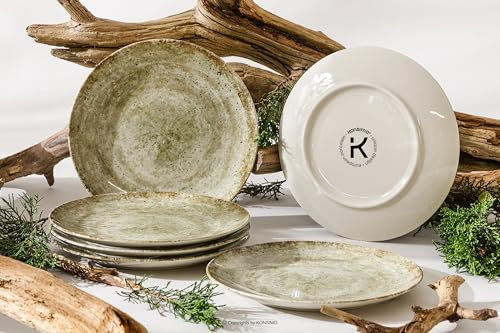 konsimo. Frühstücksteller für 6 Personen - 6er Set Kuchenteller - Dessertteller aus Hartporzellan - Erato Kollektion - Modern und Elegantes 20 cm Teller - Hergestellt in der EU - Beige