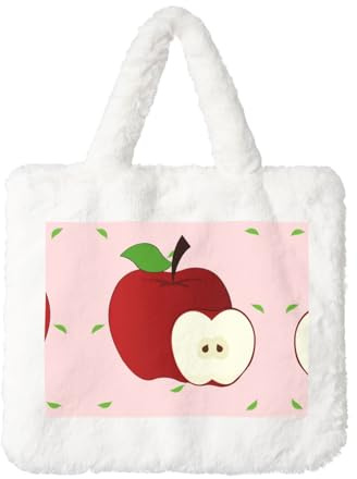 Plüsch-Handtasche mit rotem Apfel für Damen, perfekt für Schlüssel, Lippenstift und mehr, ideales Geschenk für Weihnachten, Valentinstag